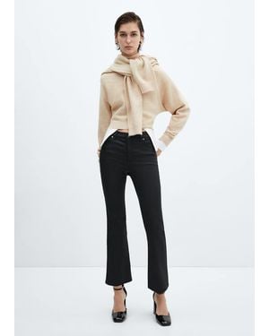 Mango Sienna Waxed Flared Cropped Jeans - White