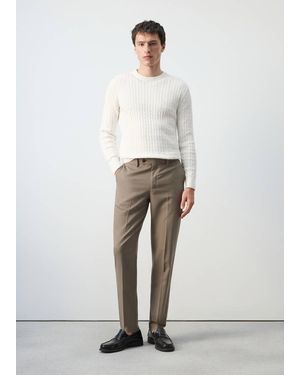 Mango 100% Cotton Cable Knit Jumper - White