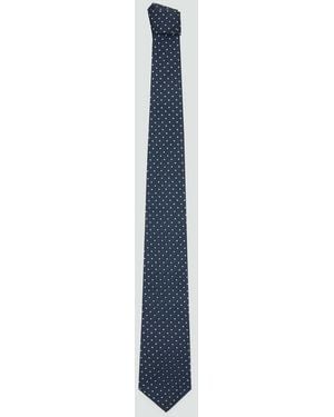 Mango Gepunktete Seidenkrawatte - Blau