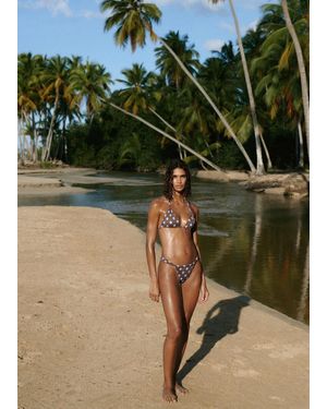 Mango Polka Dot Triangle Bikini Top - Green