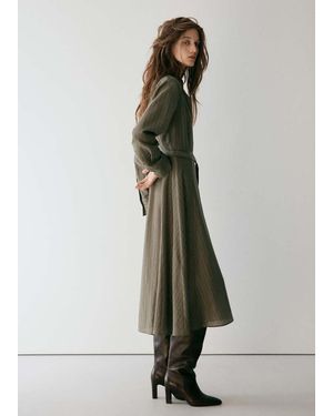 Mango Vestido Camisero Raya Diplomática - Green