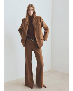 Mango Straight Suit Jacket With Lapel Pockets - Brown