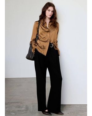 Mango Satiniertes Hemd Mit Polka Dots - Braun