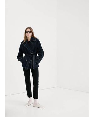 Mango Denim Trench With Belt - Blue