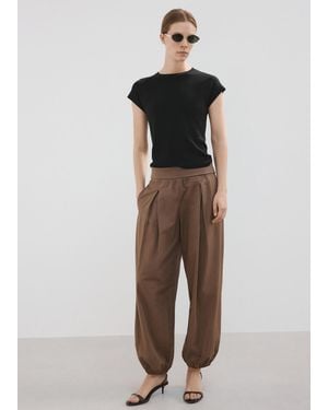 Mango Short-Sleeved Knitted Cotton Jumper - Black