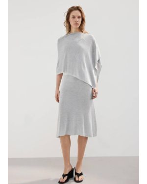 Mango Asymmetrisches Strick-Cape - Grau