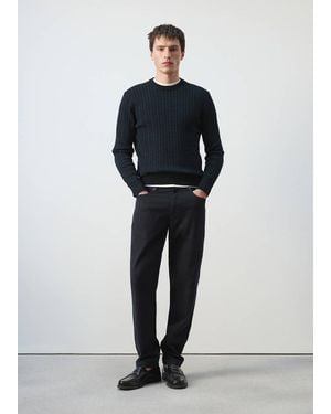 Mango 100% Cotton Cable Knit Jumper - Black