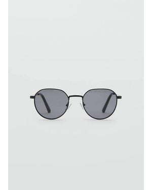Mango Round Metal Sunglasses - Black