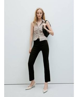 Mango Bluse Mit Gerafftem V-Ausschnitt - Weiß