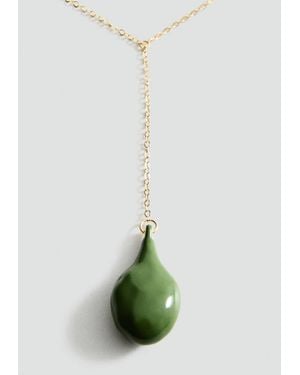 Mango Enamel Detail Lariat Necklace - Green