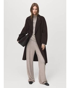 Mango Straight-Fit Trousers With Elastic Waist - Natural