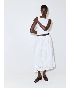 Mango A-Line Dress With Broderie Anglaise Embroidery - White