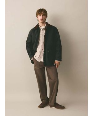 MANGO TEEN Waxed Parka With Corduroy Details - Natural