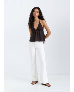 MANGO TEEN Ruched Halter Top - White