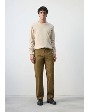 Mango Relaxed Fit Pants With Patch Pockets - Natural