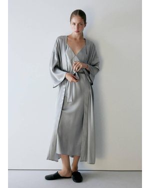 Mango Additional Silk Robe - Grey