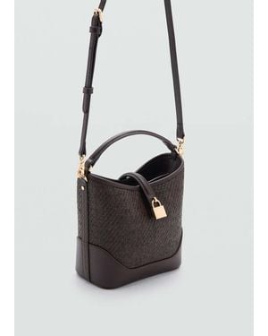 Mango Small Raffia Bucket Bag - White