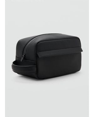 Mango Zipped Pebbled Cosmetic Bag - Black