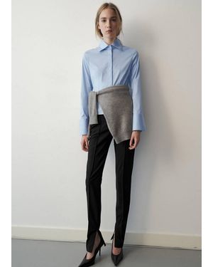 Mango Camicia Popeline Crop Celeste - Blu