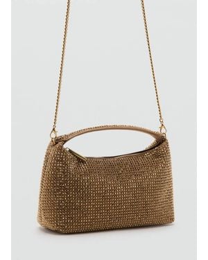 Mango Handbag With Rhinestones - White