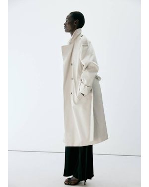 Mango Long Double-Breasted Trench Coat - Black