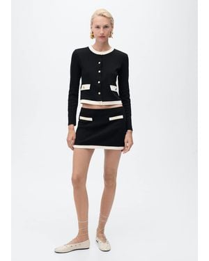 Mango Contrasting Cotton Skirt - Black
