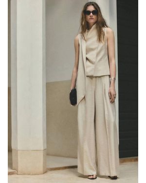 Mango Lyocell Neck Scarf Top - Natural