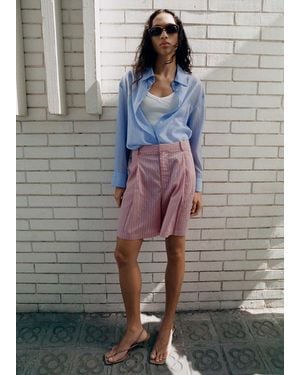 Mango Striped Lyocell Shirt - Grey