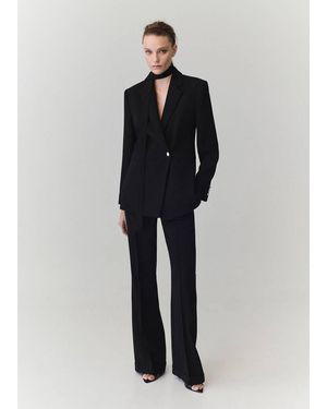 Mango Flared Trousers With Seams - Blue