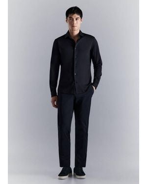 Mango Slim Fit Comfort Stretch Non-Iron Cotton Shirt - Blue