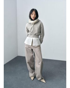 Mango Cropped Sweatshirt Hoodie - Grey