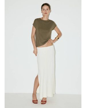 Mango Short-Sleeve Knitted T-Shirt - White