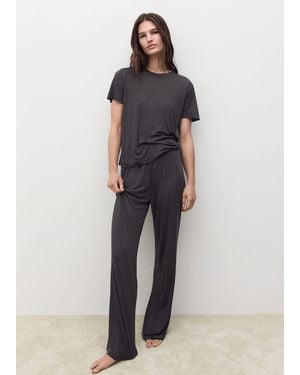 Mango Short-Sleeved Micro-Modal Pyjama Top - Multicolour