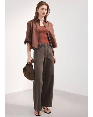Mango Wide Leg Jeans With Belt - Brown
