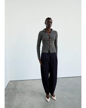 Mango Ribbed Duffle Cardigan - Black