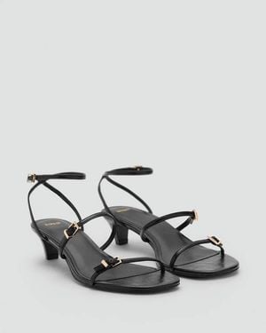 Mango Kitten-Heel Sandals With Buckle - Gray