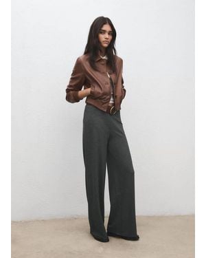 Mango Straight-Fit Pants With Elastic Waist - Gray