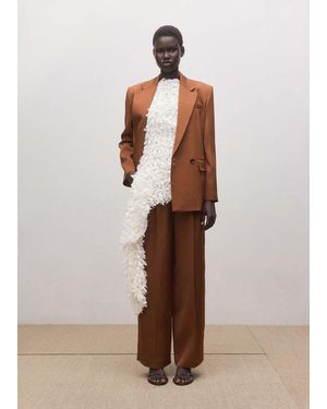 Mango Straight Low-Rise Suit Pants - Brown