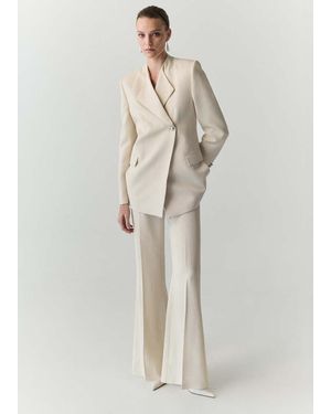 Mango Blazer Suit Lapel Detail - Natural