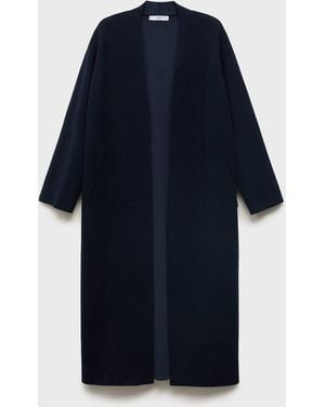 Mango Knitted Long Coat - Blue