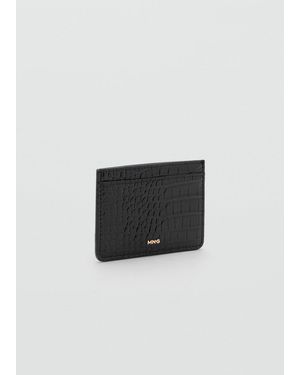 Mango Shiny Croc-Effect Cardholder - White