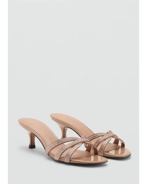 Mango Heeled Sandal With Strass Strap Nude - Pink