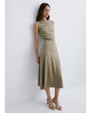 Mango Asymmetric Draped Dress - Green