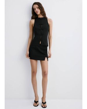 Mango Short Skirt With Side Opening - Black