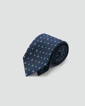 Mango 100% Silk Patterned Tie - Blue