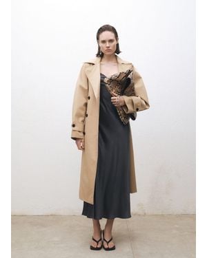 Mango Silk Dress With Draped Neckline - White