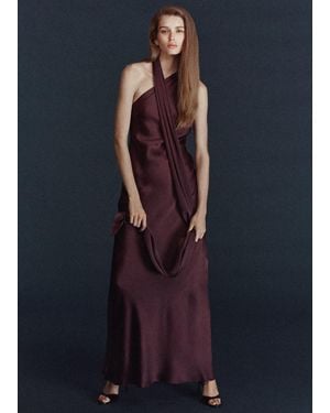 Mango Asymmetrical Bow-Neck Dress - Blue