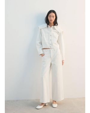 Mango Wide Leg Mid-Rise Jeans - White