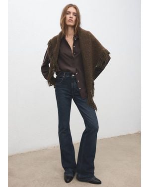 Mango Shawl With Fringed Edges - Brown