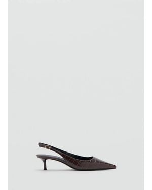 Mango Croc-Effect Heeled Shoes - White